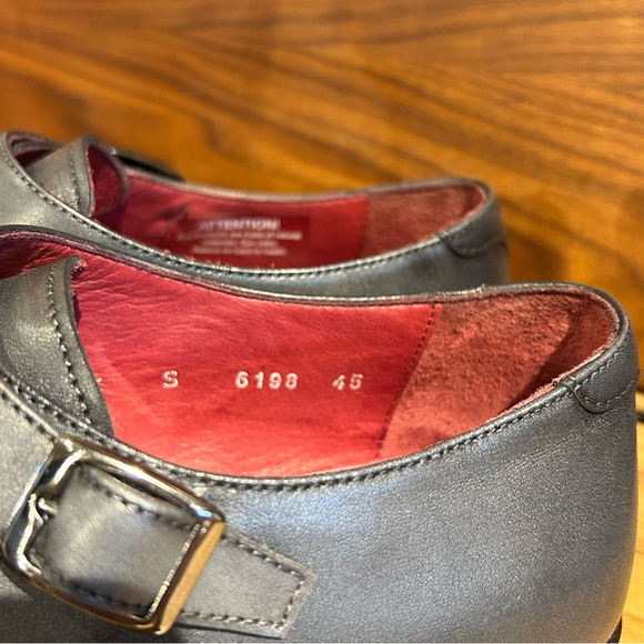 Black & Burgundy Double Monk-Strap Leather Dress Shoes - Jared Lang - Picture 2 of 7